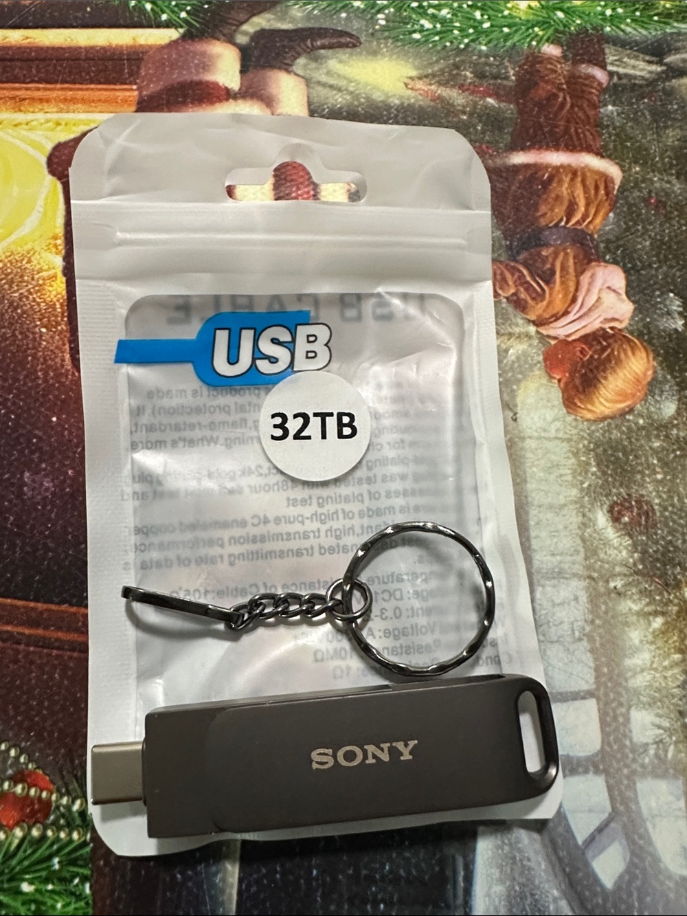 Sony USB-C Keychain Flash Drive in Gunmetal Gray